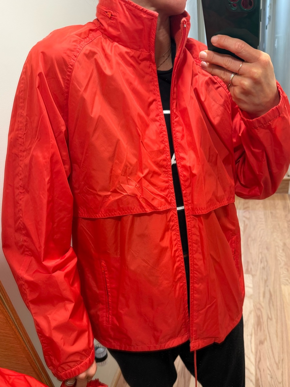 Woolrich Red Packable Raincoat Pouch with White Logo